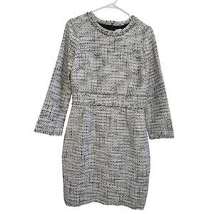 J.Crew Tweed Mini Dress Womens Sz 6 Long Sleeve Crew Neck Office Preppy Academy